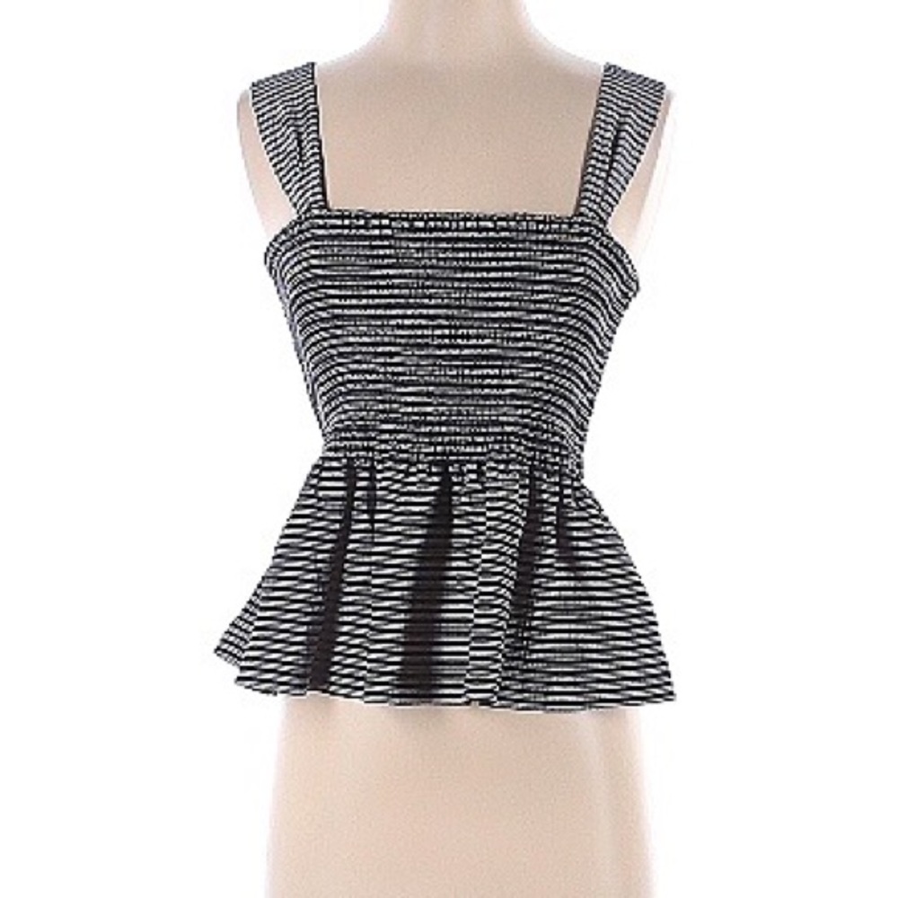 Madewell Texture & Thread Smocked Peplum Striped Tank